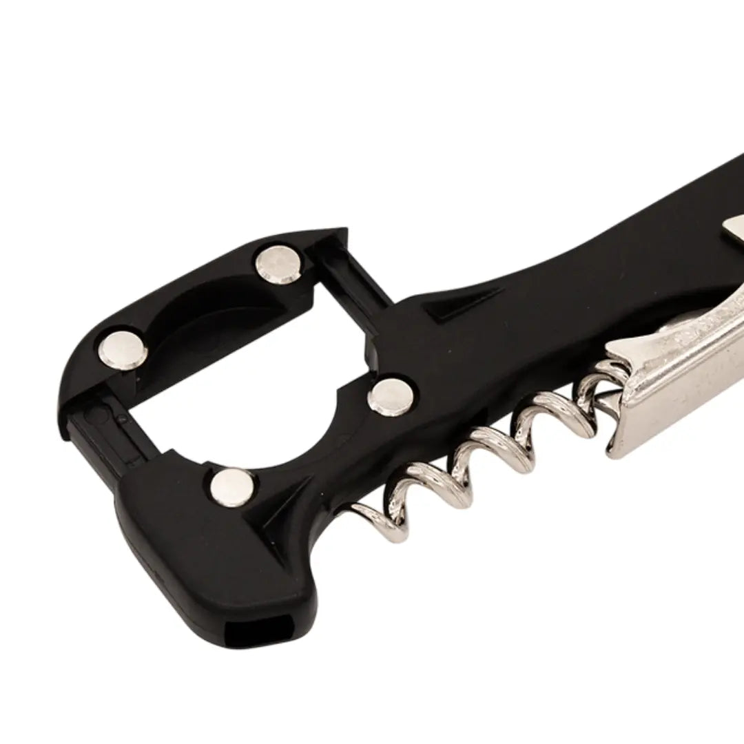 Descorchador profesional Boomerang X-Tend en color negro, fabricado en Italia, ideal para sommeliers y amantes del vino.