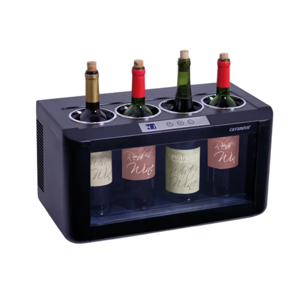 Enfriador Cavanova con display digital, doble cristal y luz fría interior para vinos