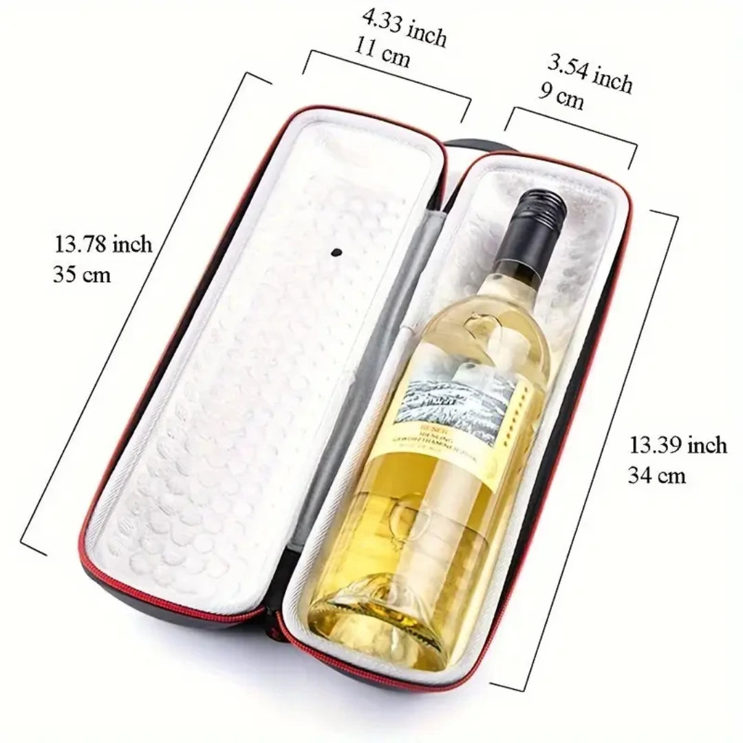 Estuche rígido para transporte de botellas de vino, protección y seguridad en cada viaje.