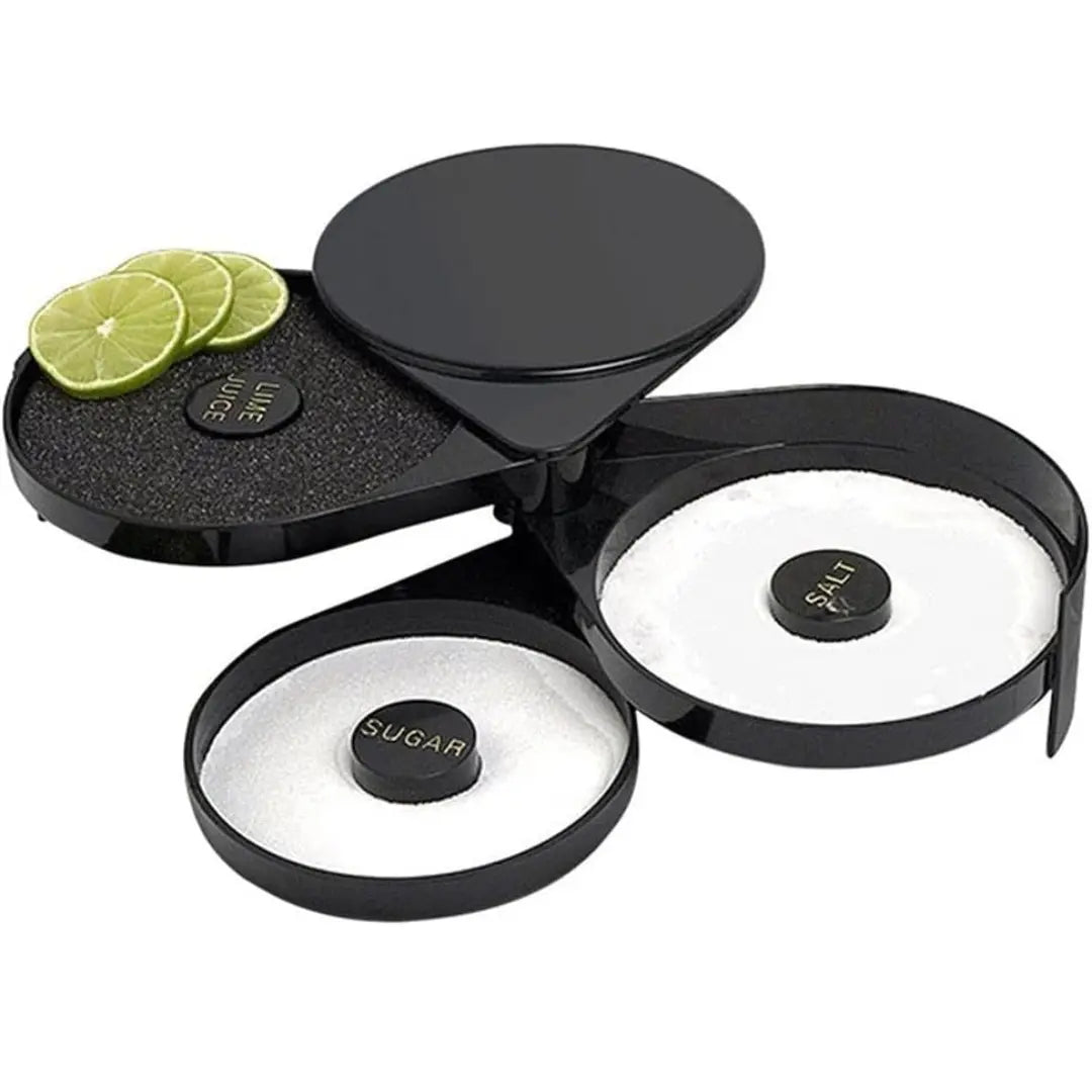 Set escarchador plegable para coctelería, diseñado para decorar copas y vasos con azúcar, sal o especias.