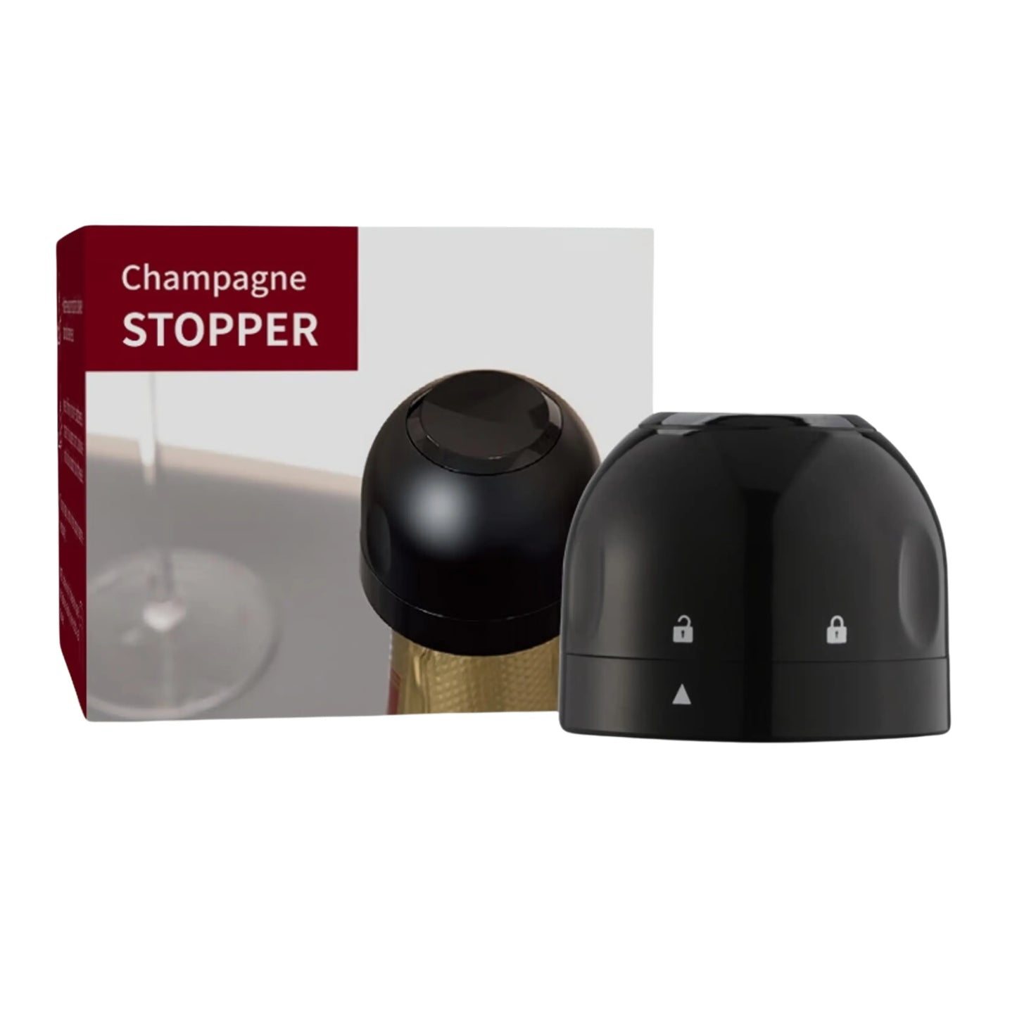Tapón a presión para vinos espumosos, sistema de cierre hermético para evitar la pérdida de gas y frescura.