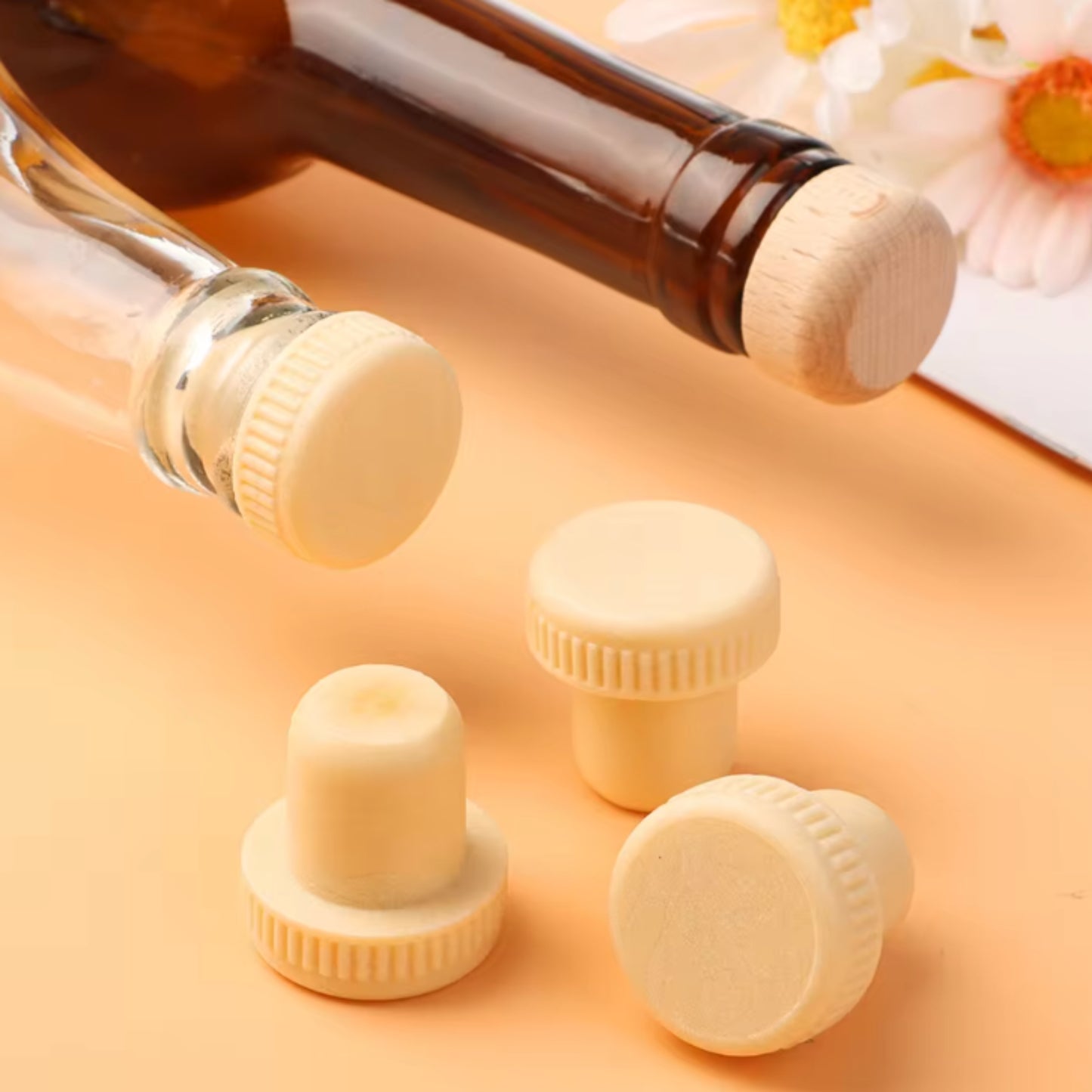 Tapones herméticos de silicona para botellas de vino y otras bebidas, diseño antiderrame y reutilizable.