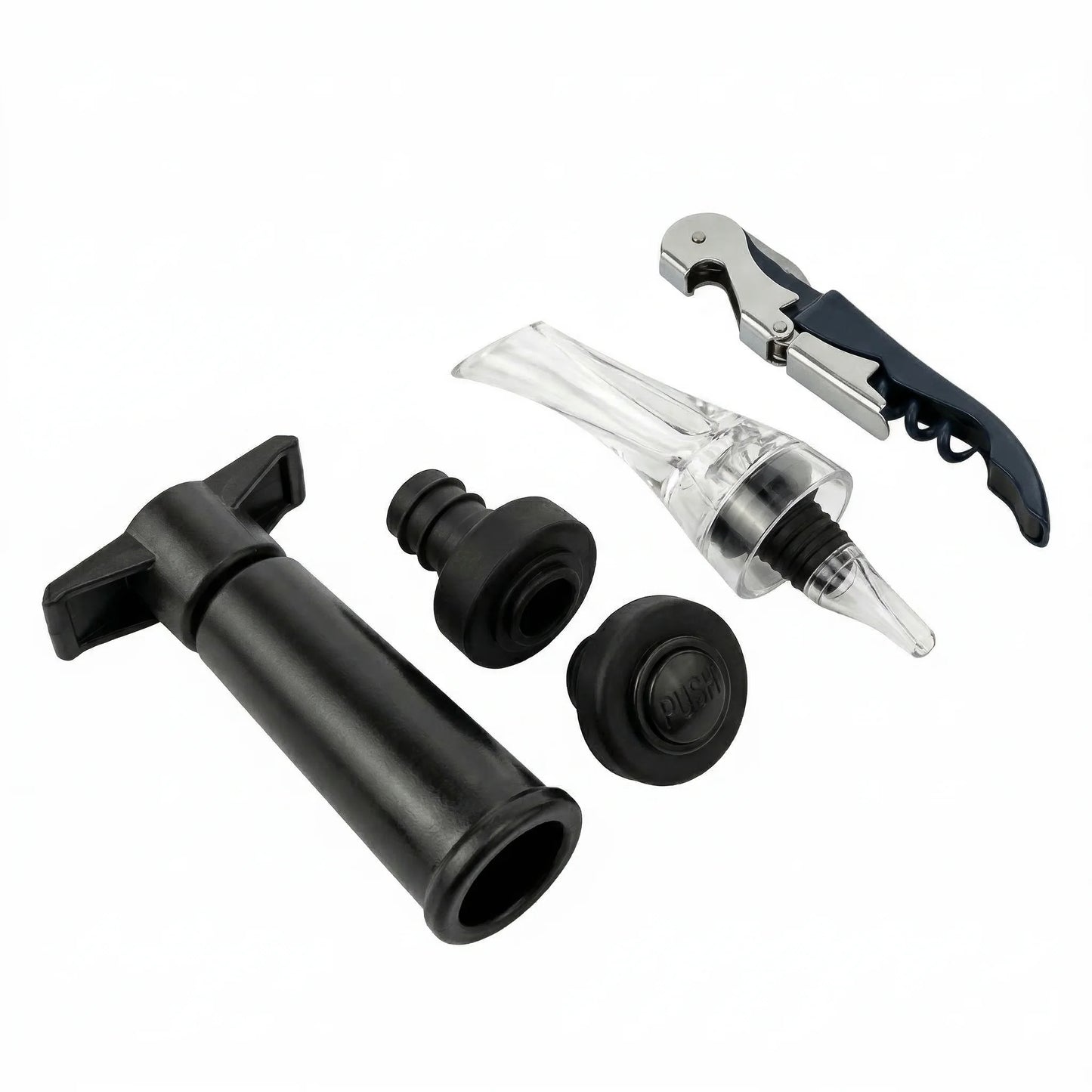 Kit de accesorios para vino con bomba de vacío, aireador tipo pourer y sacacorchos
