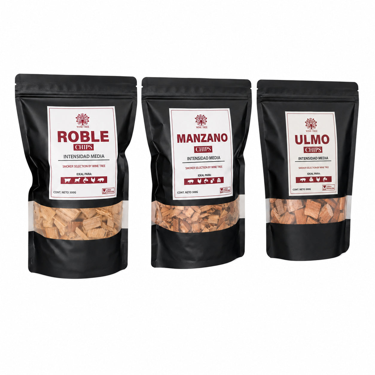 Pack de Chips para Ahumar Roble, Manzano y Ulmo 900 g