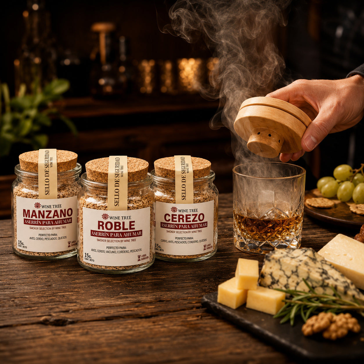 Kit Ahumador para Cócteles con 3 Aserrines Wine Tree