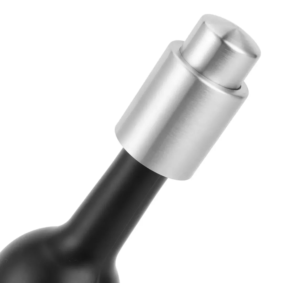 Set de tapones al vacío en acero inoxidable, perfectos para sellar botellas de vino y evitar la oxidación.