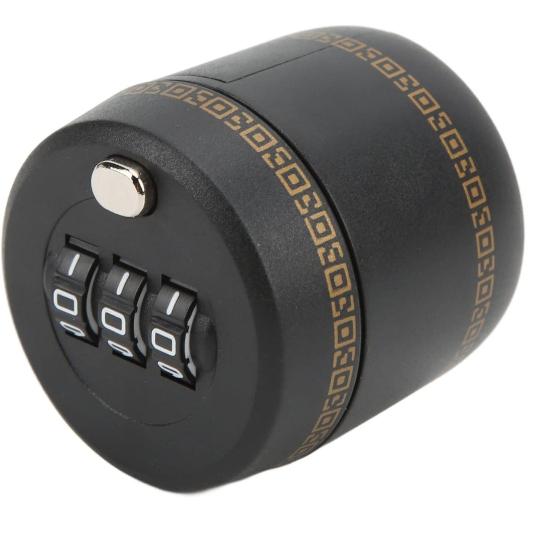 Tapón de seguridad para vino con código numérico en negro, diseñado para amantes del vino.