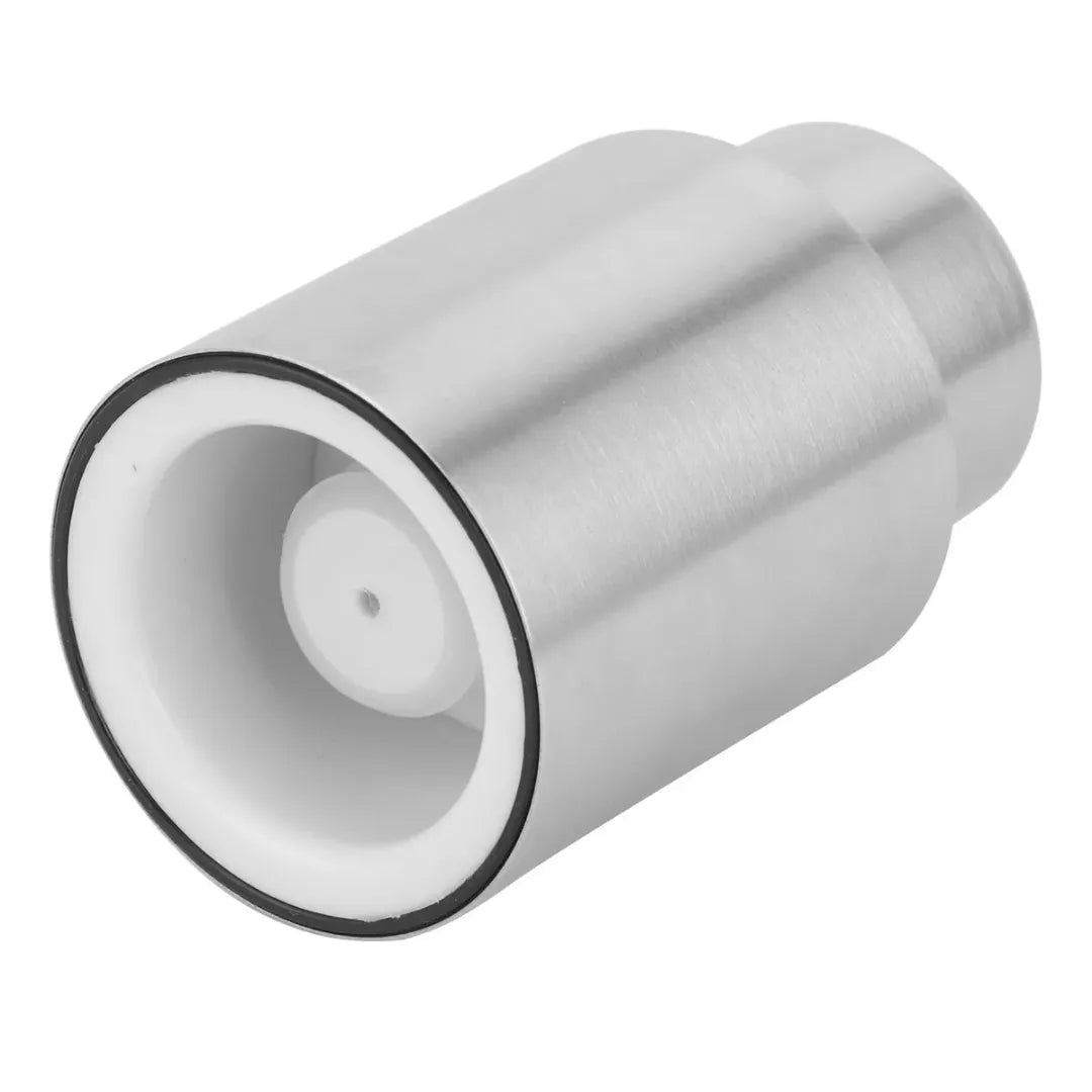 Tapones de vino en acero inoxidable con sistema de vacío, ideales para prolongar la frescura del vino.