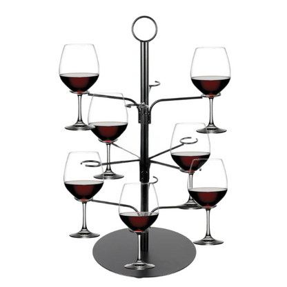 Árbol organizador de copas en color negro, diseño moderno y capacidad para 12 copas de vino, cócteles o aperol.