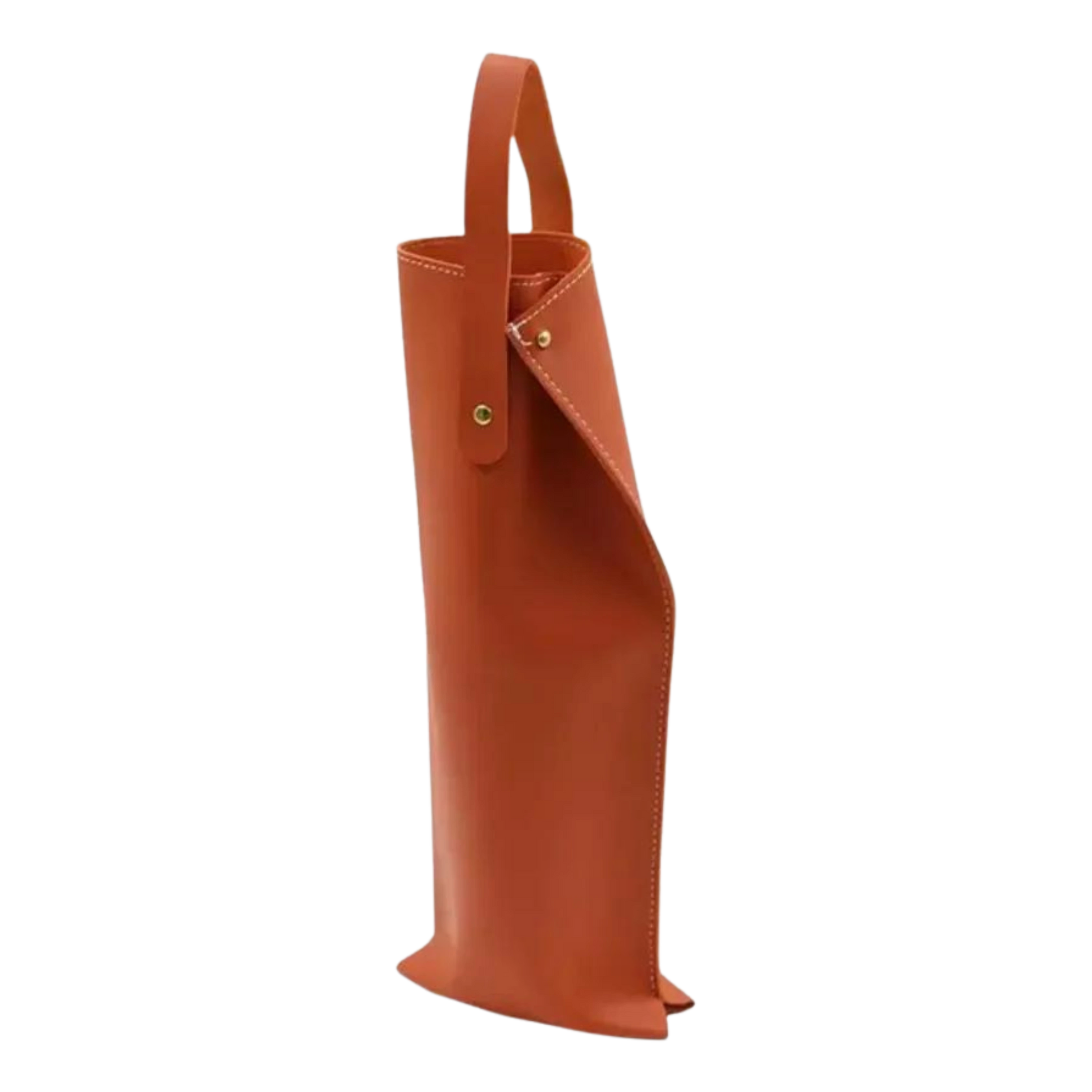 Bolsa de ecocuero color café para botellas de vino, diseño sofisticado y sustentable para un transporte seguro y con estilo.