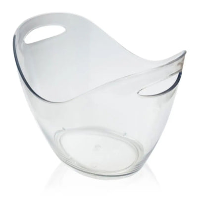 Cubitera transparente ovalada de 3 litros, ideal para mantener frías botellas de vino y otras bebidas.