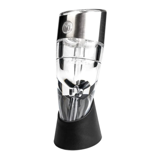 Decantador de vino regulable con 7 niveles de ajuste, mejora el sabor y aroma al instante. Diseño elegante y sofisticado.