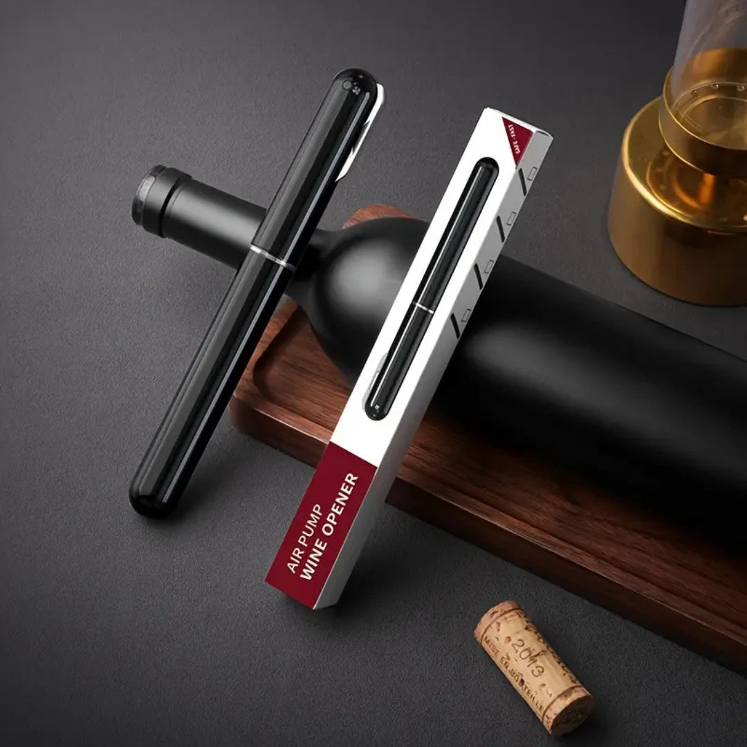 Sacacorchos al vacío portátil para vinos, diseño innovador y fácil de usar.