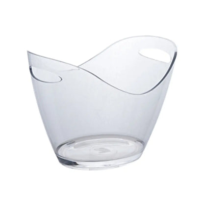 Hielera ovalada transparente de 3 litros con mangos resistentes, perfecta para fiestas y eventos.