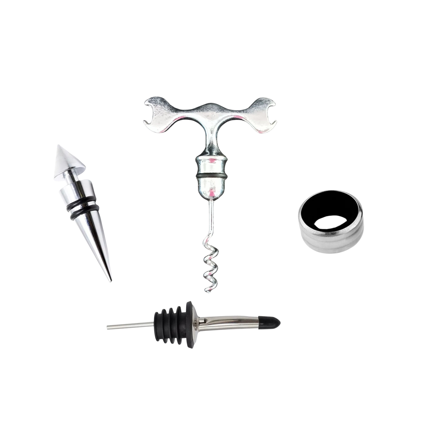 Kit de vino con descorchador profesional y accesorios completos para una experiencia de servicio perfecta.