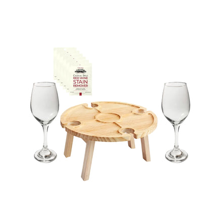 Set de picnic para vino con 2 copas y mesa plegable