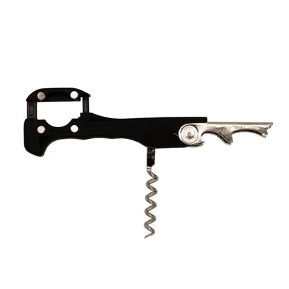 Sacacorchos Boomerang X-Tend negro con diseño ergonómico, hecho en Italia para una extracción fácil y precisa del corcho.