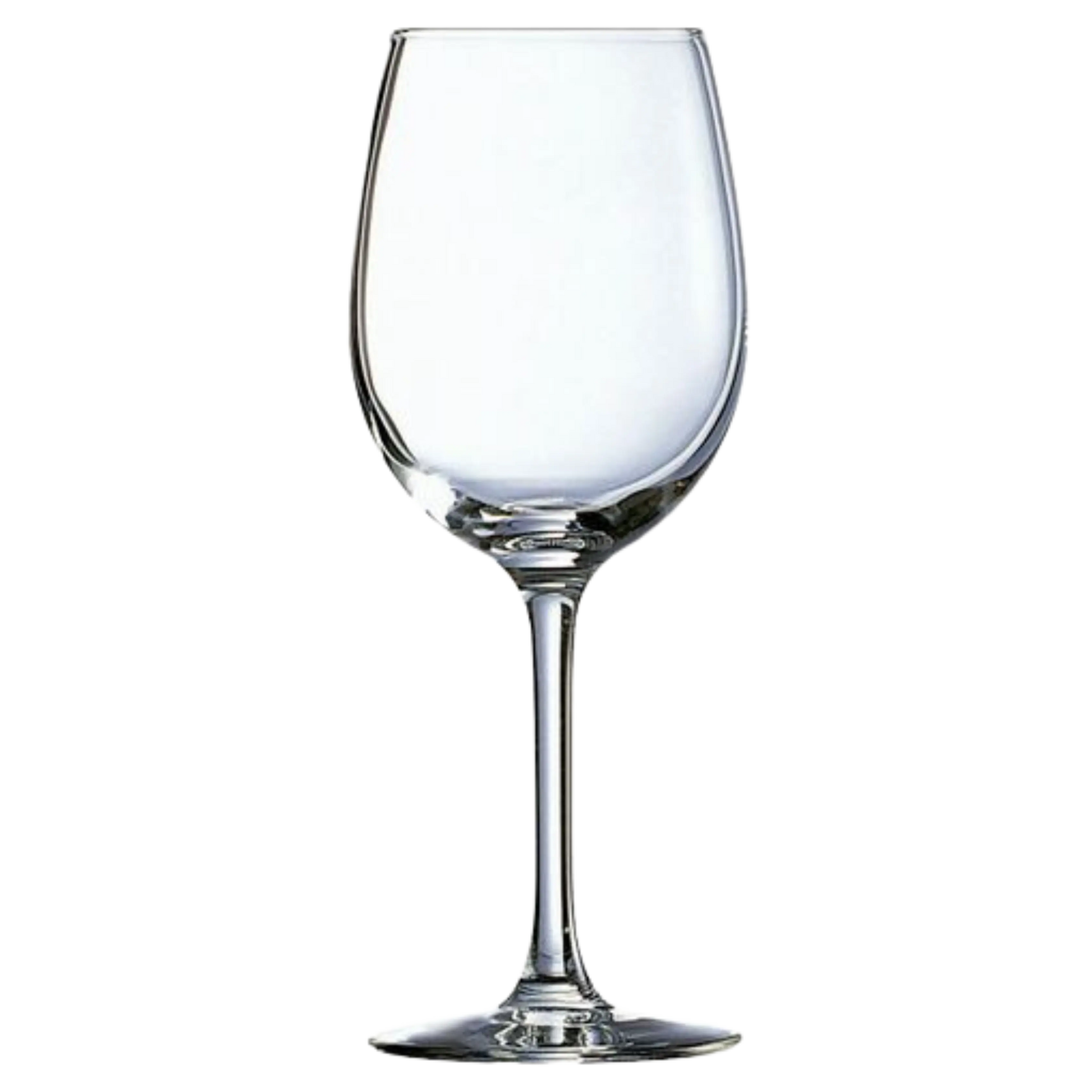 Set de 6 copas de vino Luminarc de 360cc, diseño elegante y resistente, ideal para disfrutar de vinos tintos y blancos.