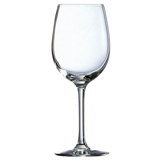 Set de 6 copas de vino Luminarc de 360cc, diseño elegante y resistente, ideal para disfrutar de vinos tintos y blancos.