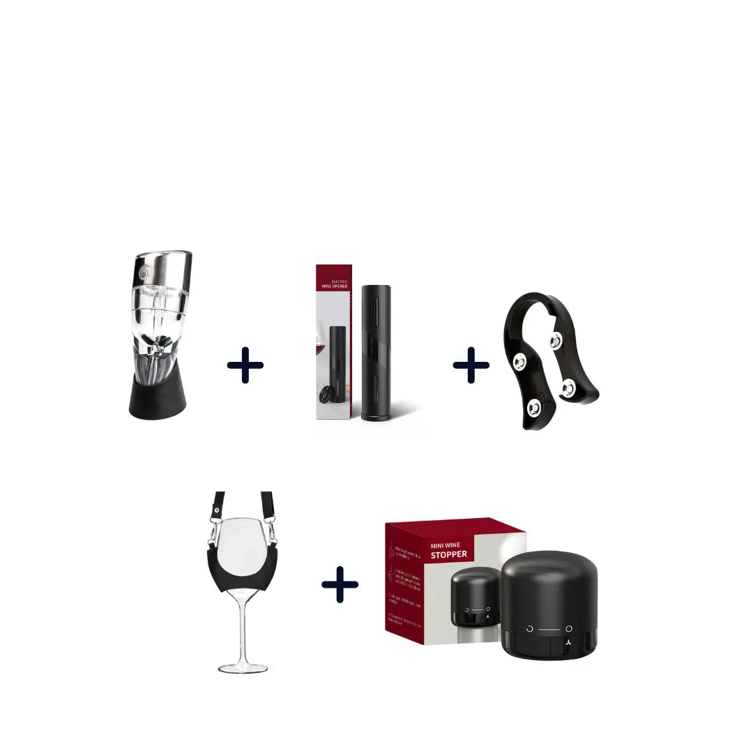 Set "Descubre el Arte del Vino" con accesorios de sommelier, perfecto para degustar y disfrutar cada copa con elegancia.