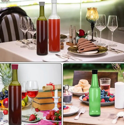 Set de 5 tapones de silicona gris para vino, diseñados para sellar botellas y conservar la frescura del vino por más tiempo.