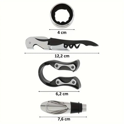 Set de accesorios para vino Basic con abrebotellas, vertedor y anillo antigoteo, ideal para cualquier amante del vino.