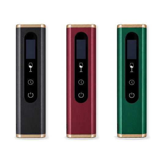 Aireador de vino eléctrico sin contacto Kairos en negro, rojo y verde con pantalla LCD táctil
