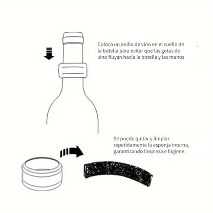 Anillo Antigoteo de Acero Inoxidable para Botellas de Vino