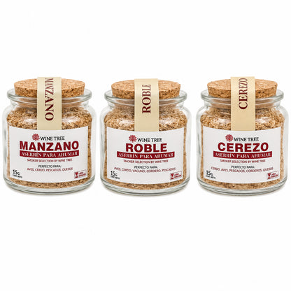 Pack de Aserrín para Ahumar Manzano, Roble y Cerezo 45 g