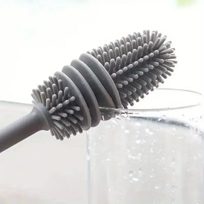 Cepillo limpiador de silicona reutilizable para botellas y copas de vino, facilita la limpieza sin esfuerzo.