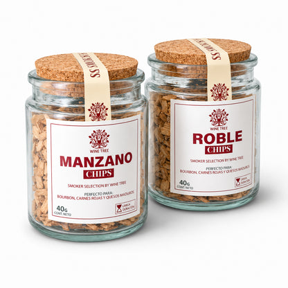 Pack Chips Ahumadores Manzano y Roble Wine Tree 40 g c/u