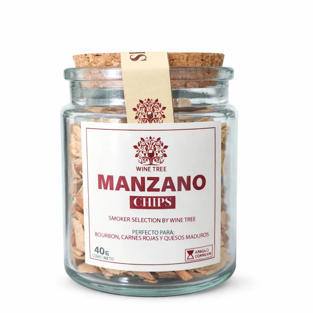 Frasco de chips de manzano para ahumar tragos y quesos Wine Tree 40 g