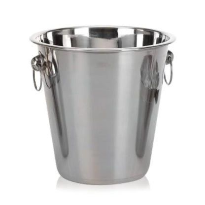 Cubitera de acero inoxidable de 3 litros con asas dobles, ideal para enfriar botellas de vino y espumantes.