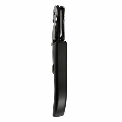 Descorchador sommelier metálico color negro completamente cerrado, diseño compacto