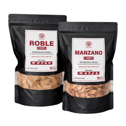 Pack Chips Ahumadores Manzano y Roble 300 g c/u Wine Tree