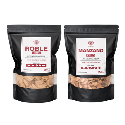Pack Chips Ahumadores Manzano y Roble 300 g c/u Wine Tree