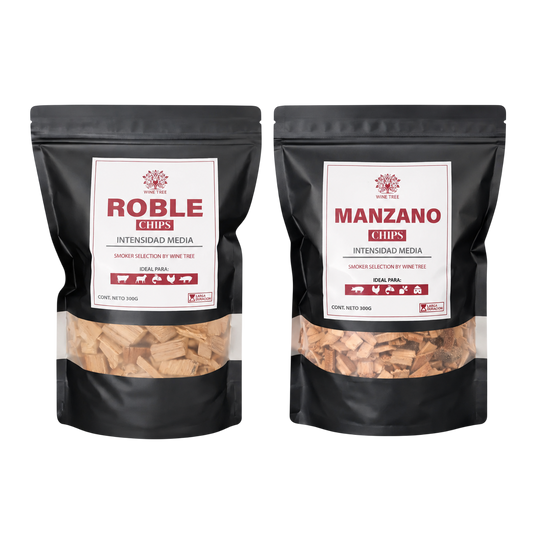Pack Chips Ahumadores Manzano y Roble 300 g c/u Wine Tree
