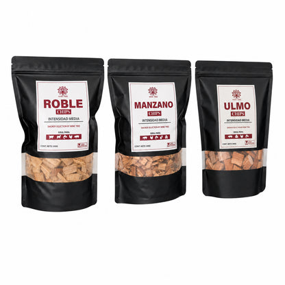 Pack de Chips para Ahumar Roble, Manzano y Ulmo 900 g