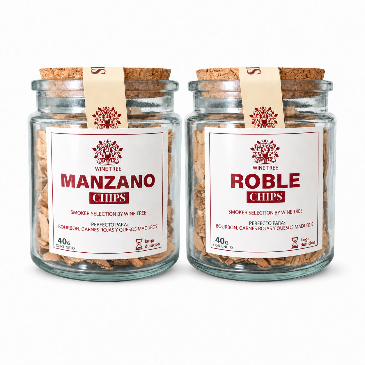 Pack Chips Ahumadores Manzano y Roble Wine Tree 40 g c/u