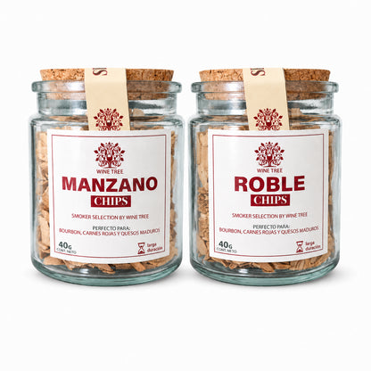 Pack Chips Ahumadores Manzano y Roble Wine Tree 40 g c/u