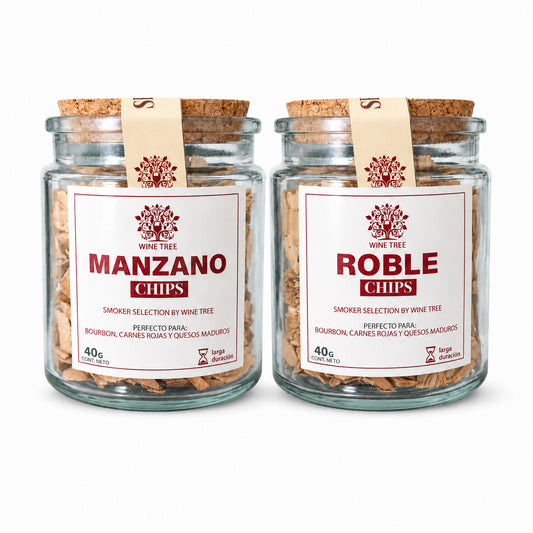 Pack Chips Ahumadores Manzano y Roble Wine Tree 40 g c/u