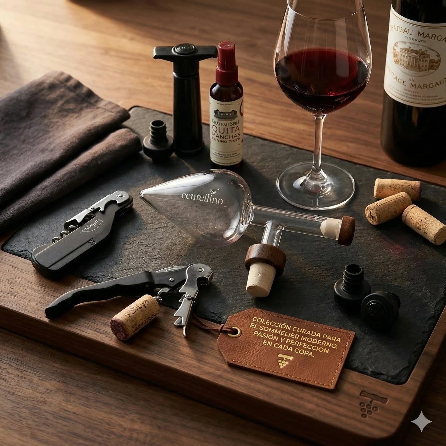 Pack sommelier para vino con accesorios profesionales y aireador Centellino