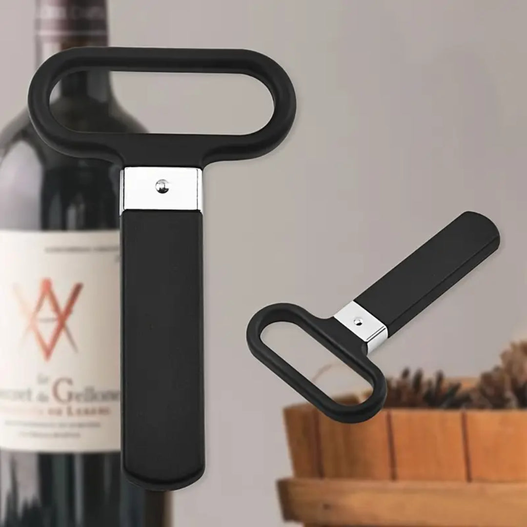 Sacacorchos de láminas con estuche protector, perfecto para sommeliers y coleccionistas.