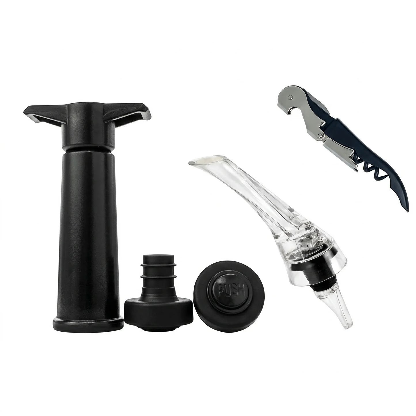 Kit de accesorios para vino con bomba de vacío, aireador tipo pourer y sacacorchos