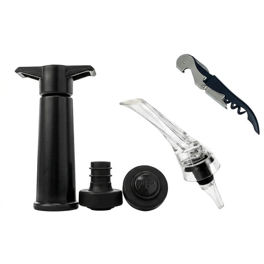 Kit de accesorios para vino con bomba de vacío, aireador tipo pourer y sacacorchos