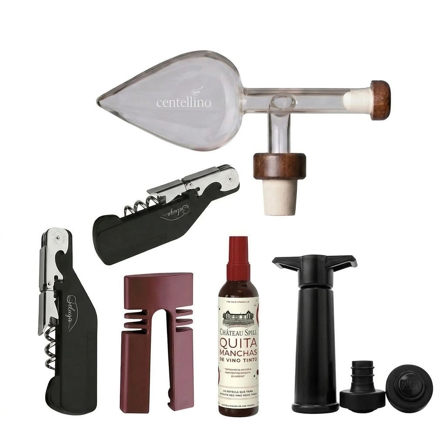 Pack sommelier para vino con accesorios profesionales y aireador Centellino