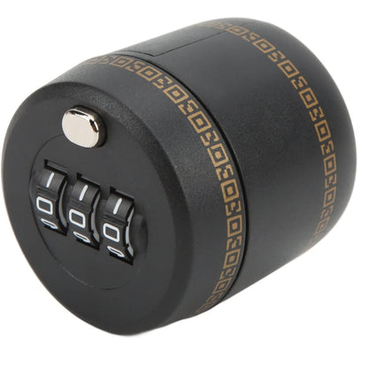 Tapón de seguridad para vino con código numérico en negro, diseñado para amantes del vino.