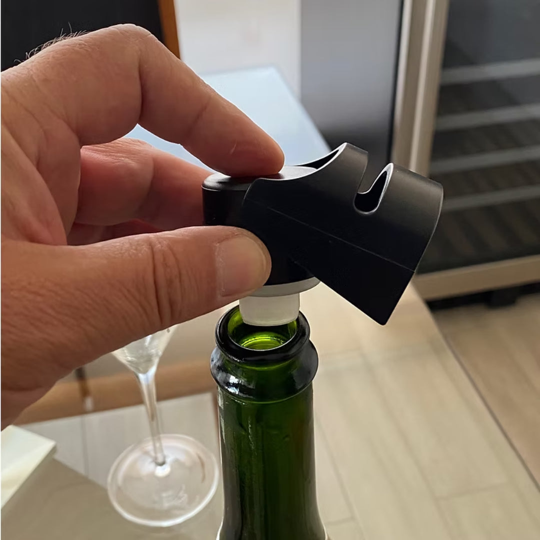 Tapón espumante ABS negro Ghidini para vino Italiano