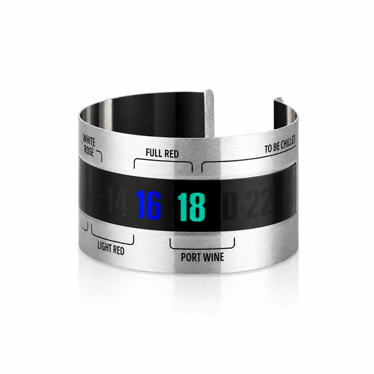 Termómetro para vino tipo anillo de acero inoxidable con franja de temperatura de cristal líquido