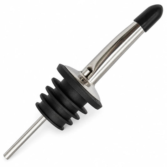 Vertedor de vino de acero inoxidable 304 con tapón de goma negro